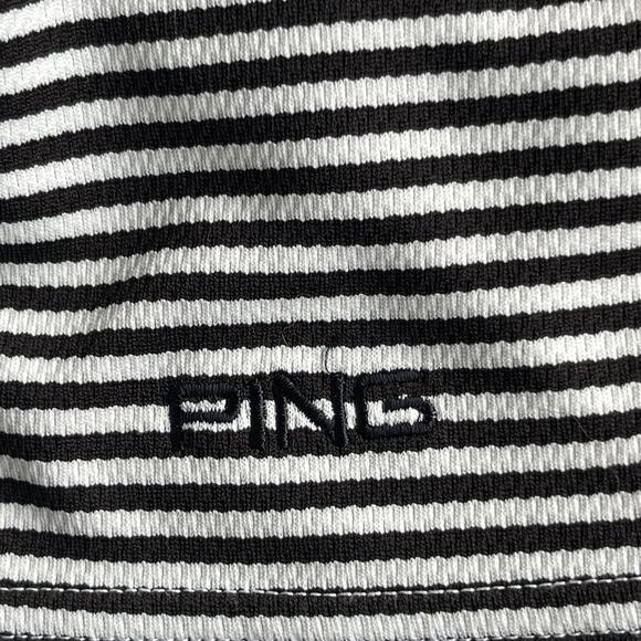 Ping Mens Golf Polo Shirt Extra Large XL Striped Dry Fiber Dynamics Black White - Picture 3 of 10